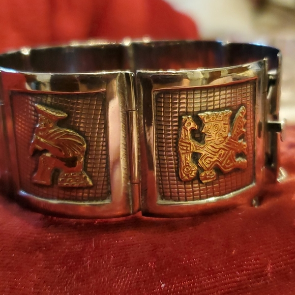 Sterling Silver 18K Gold Bracelet Industria Perua - Picture 4 of 16